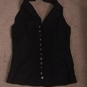 TRIPP black military brocade halter. Size L